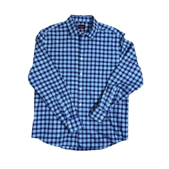 UNTUCKit Mariano WF Baby Blue Gingham All Cotton Button Down Shirt Men’s Size L - Picture 13 of 13